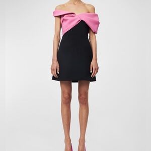 Rachel Gilbert
Matteo Two-Tone Draped Off-The-Shoulder Mini Dress